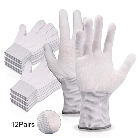 FOSHIO-gants de travail, antistatiques pour fenêtres, en Fiber de carbone housse de voiture en vinyle, gants d'installation de Film autocollant, pour Auto-fixation en Nylon, 4/12 paires ► Photo 1/6