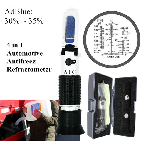 30-35% testeur d'urée de véhicule testeur d'éthylène glycol antigel Point de congélation testeur de réfractomètre de batterie de voiture avec boîte de vente au détail 40% de réduction ► Photo 1/6