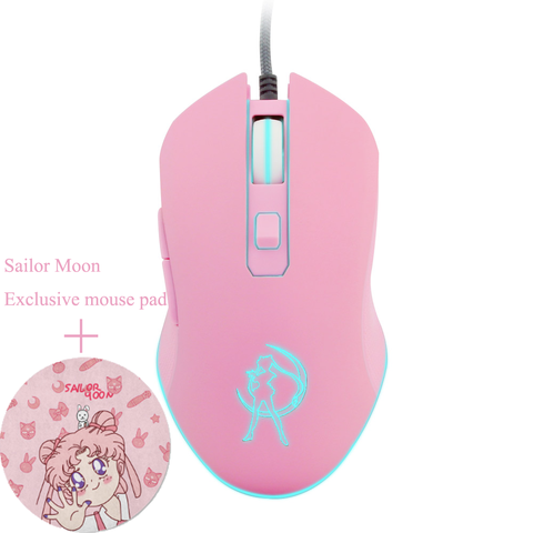 Rose souris optique marin lune jeu ordinateur filaire Mause muet jolie rétro-éclairé coloré souris 3200DPI pour fille femmes cadeau PC jeu ► Photo 1/6