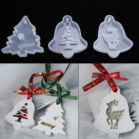 Moule en Silicone pour arbre de noël, cire d'aromathérapie, flocon de neige, élan, arôme de plâtre, pour pendentif de voiture ► Photo 1/6