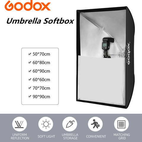 Godox Portable 60*90/50*70/60*60/60*80/70*70/90 * * 90cm parapluie Photo Softbox réflecteur pour Studio photographie Flash Flash ► Photo 1/6