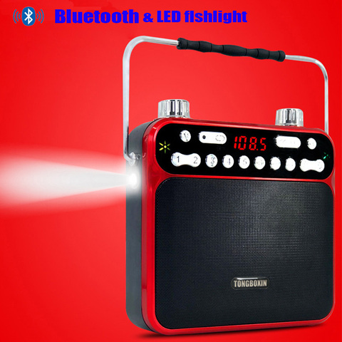 Haut-parleur Bluetooth haute puissance mégaphone lampe de poche LED Radio FM USB TF AUX 3.5mm micro en fonction d'enregistrement sonore avec 2 18650 pâte ► Photo 1/6