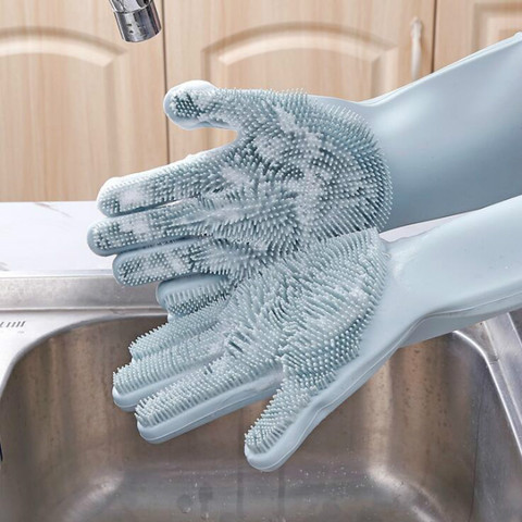 Paire de gants de nettoyage en Silicone, pour la cuisine, pour la vaisselle, pour la maison ► Photo 1/6