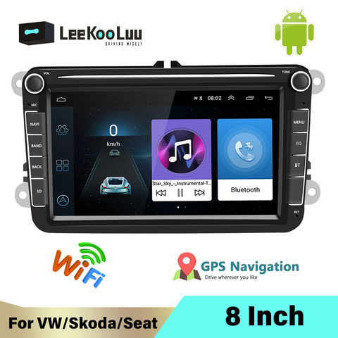 LeeKooLuu – Autoradio Android, GPS, lecteur multimédia, stéréo, 2 Din, pour voiture VW, Polo, Skoda, Seat, Passat ► Photo 1/6