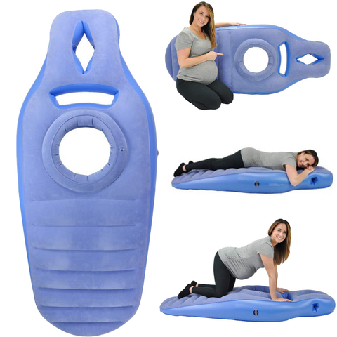 Tapis de Yoga pour les femmes enceintes confortable flocage PVC matelas gonflable avec trou exercice ► Photo 1/6