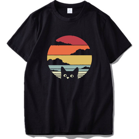 T-Shirt de Style rétro avec chat, coton de Vantage, impression numérique, de haute qualité, sueur douce, taille ue ► Photo 1/6