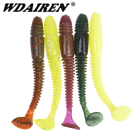 5 pièces/lot odeur sel Silicone ver doux appât 7.5cm 3.2g carpe Jig Wobblers pêche leurre basse matériel artificiel nageurs Pesca ► Photo 1/6