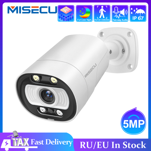 MISECU Ai caméra intelligente PoE 5MP avec Microphone haut-parleur Audio caméra de sécurité extérieure étanche Vision nocturne Surveillance vidéo ► Photo 1/6