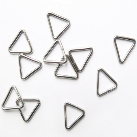 Lot de 100 pendentifs en acier inoxydable, 6, 7, 8, 10mm, Triangle, anneau fermé, pour collier, bijoux, connecteurs de perles ► Photo 1/6