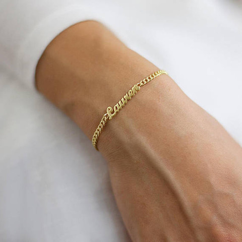 Chaîne cubaine personnalisée avec nom, breloques de Bracelet, bijoux faits à la main pour femmes et enfants, écriture, Signature, Message d'amour personnalisé ► Photo 1/5