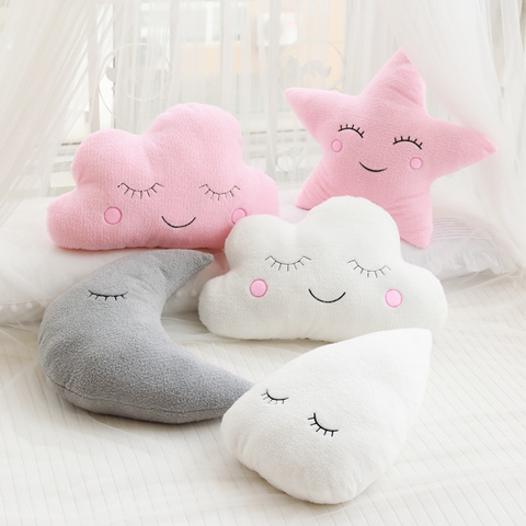 Oreiller peluche nuage, lune, étoile, pluie, coussin moelleux pour enfants, oreiller pour bébés filles, cadeau cadeau ► Photo 1/6