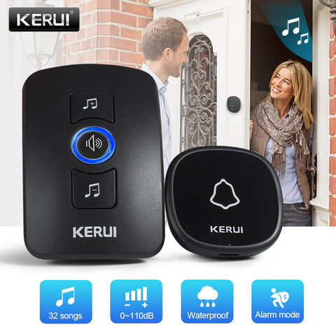 KERUI-sonnette de porte intelligente M525, étanche, avec bouton tactile, sécurité pour maison, alarme de porte intelligente, lumière LED 32 chansons ► Photo 1/6