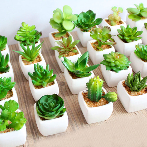 Plantes succulentes artificielles vertes, 39Styles, pour décoration de maison et de jardin, Arrangement de fleurs sur le mur de mariage, fausses plantes avec bonsaï ► Photo 1/6