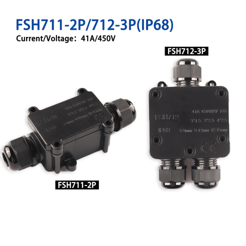 Connecteur de fil de câble étanche extérieur électrique 2/3 voies IP68 41A/450V boîte de jonction avec borne pour accessoires de câblage léger ► Photo 1/6