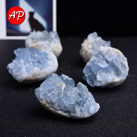 Cristal naturel de guérison en célestite de Madagascar, amas de pierres précieuses irrégulières, bleu ciel, décoration de maison, Quartz, 1 pièce ► Photo 1/6