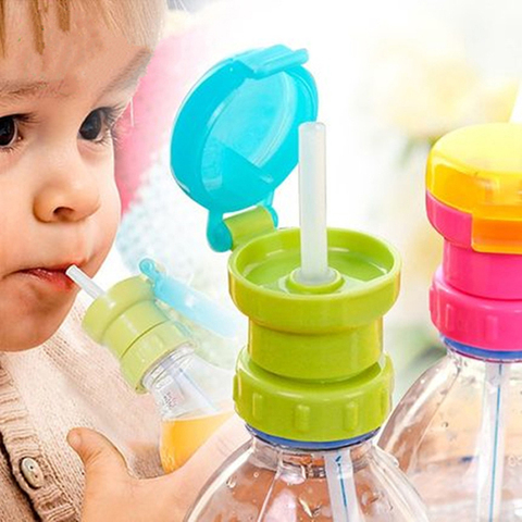 Kids Water Bottle Cap Spill Proof Juice Soda Water Bottle Twist Cover Cap With straw Safe Drink Straw Sippy Cap Feeding for Kid ► Photo 1/6