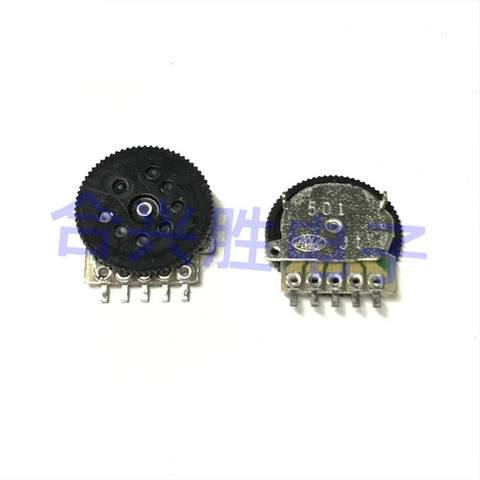 Potentiomètre d'engrenage à cadran RK10J double 501, 5 pièces, 5 pieds, 500 ohm, 14x1mm ► Photo 1/3