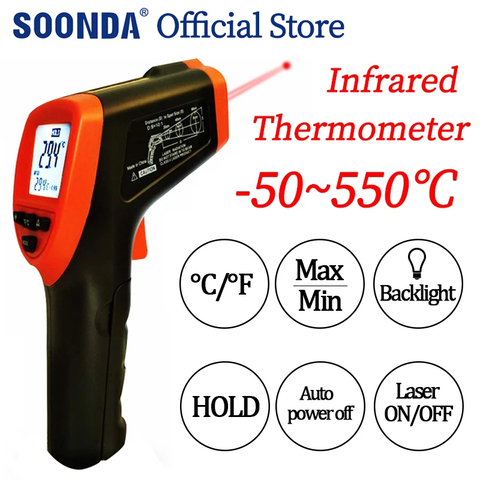 Thermomètre infrarouge industriel infrarouge laser instrument de mesure de la température sans contact infrarouge pistolet de mesure de la température ► Photo 1/6
