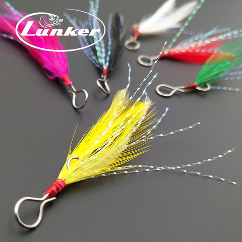 Lunker plume 12 pièces bricolage matériel accessoires coloré à la traîne crochets pêche leurres cuillère popper minnow manivelle appâts métal gabarits ► Photo 1/6