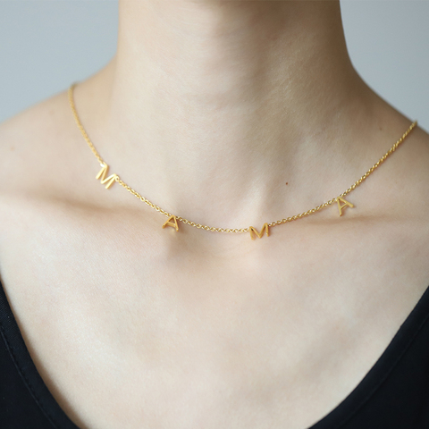 Collier pendant personnalisé en acier inoxydable pour femmes, avec initiales en lettres ras du cou, cadeau, cadeau ► Photo 1/6