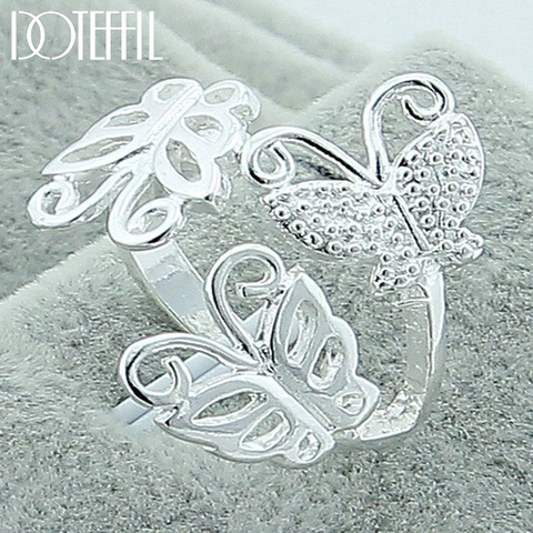 Doteffle-bague trois papillons en argent Sterling 925 pour femmes, fête de mariage, fiançailles, bijoux à breloques de mode ► Photo 1/5