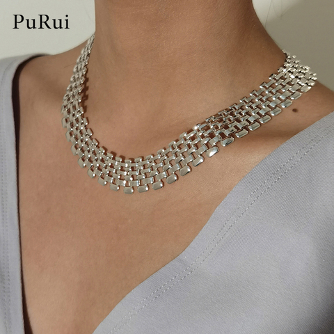 Punk Collier ras du cou gothique femmes fête accessoires couleur argent Net forme chaînes Steampunk Chokers bijoux Collier Femme Collier ► Photo 1/6