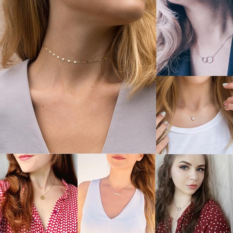 JUJIE acier inoxydable tour de cou chaîne colliers pour femmes 2022 classique or couches collier ensembles bijoux vente en gros/livraison directe ► Photo 1/6