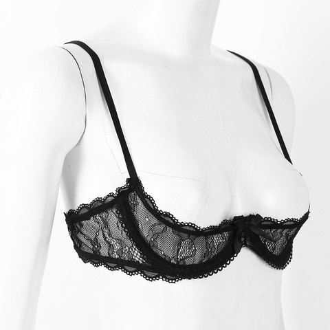 Soutien-gorge Sexy pour femmes voir à travers la Lingerie en dentelle transparente bretelles réglables soutien-gorge à armatures ► Photo 1/6