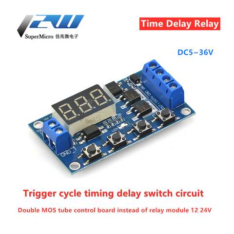 DC5-36V double MOS LED relais de temporisation numérique déclencheur Cycle minuterie interrupteur de temporisation Circuit imprimé Module de contrôle de synchronisation bricolage ► Photo 1/3