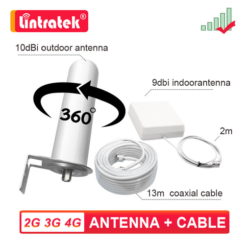 Kit d'antenne 2G 3G 4G LTE GSM UMTS 360 ° extérieur + intérieur + câble Coaxial pour répéteur d'amplificateur de Signal de téléphone portable portable ► Photo 1/6