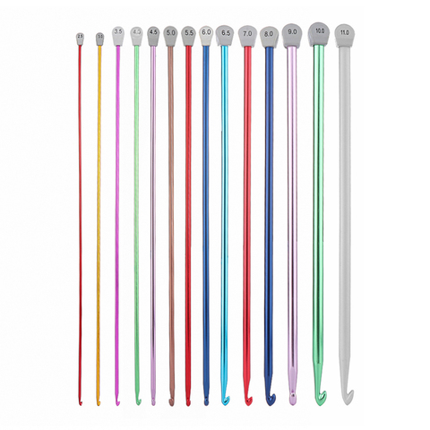 7Size Tunisian Afghan Crochet Hooks Multicolor 2.5mm-11mm Aluminum Knitting Needles Hook Weaving Tool Long Sweater Scarf Needle ► Photo 1/5