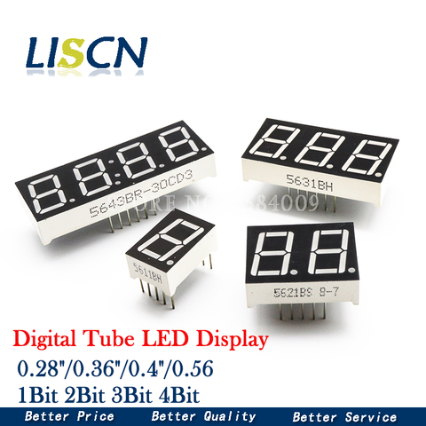 Affichage numérique à LED avec Tube de 0.28 pouces, 5 pièces, affichage à 7 segments, 1bit, 2 bits, 3 bits, 4 bits, Anode / Cathode commune, 0.28 