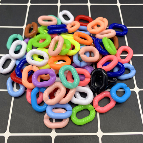 20 pcs/Lot 14x19x4mm acrylique lien chaîne porte-clés pour collier Bracelet faisant coloré chaîne en plastique chaîne liens fabrication de bijoux ► Photo 1/6