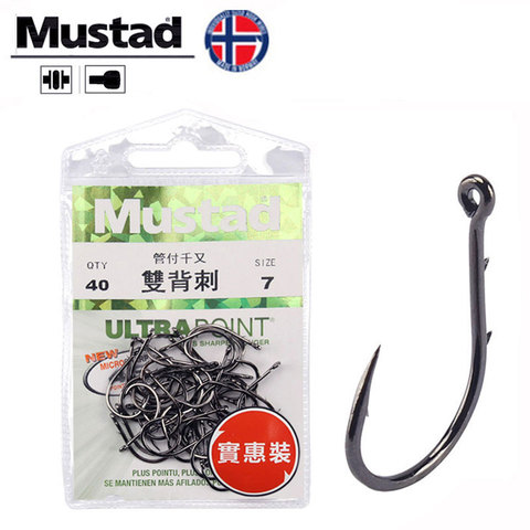 Mustad – hameçon de pêche barbelé avec trous, hameçon de pêche, 100% Original, 1 #-9 # ► Photo 1/5