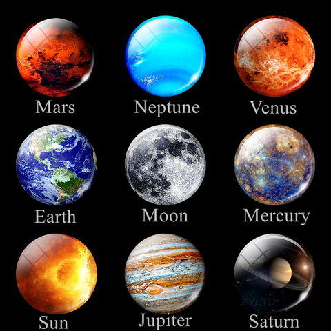 Système solaire, huit planètes planète pleine lune, système solaire, univers, galaxie en forme d'étoile, aimant décoratif de réfrigérateur, 30MM ► Photo 1/5
