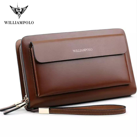 WILLIAMPOLO – sac à main de luxe pour hommes, pochette longue à Double fermeture éclair ► Photo 1/6