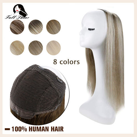 Extensions de cheveux naturels Remy lisses, demi-perruque à Clip, couleur ombrée, une pièce ► Photo 1/6