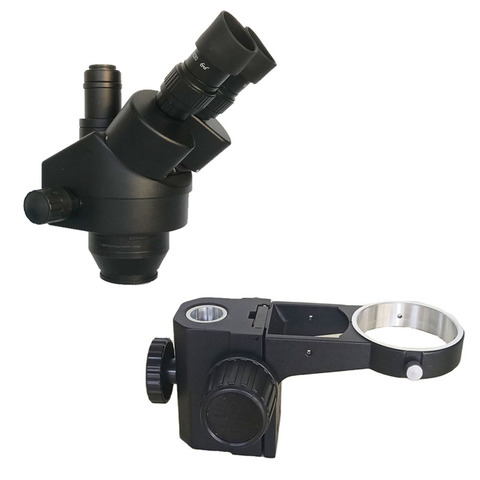 Tête de Microscope trinoculaire stéréo à Zoom avec simulateur de focale d'objectif de 7x45x, support de mise au point réglable de 25mm /35mm de diamètre + oculaires WF10X ► Photo 1/6