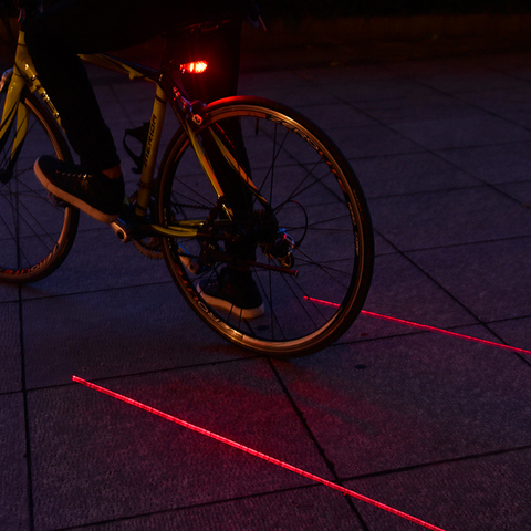 Feu arrière étanche à 5 LED et 2 Lasers pour vélo, éclairage de sécurité pour bicyclette, livraison directe ► Photo 1/6