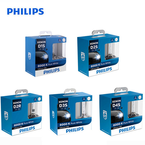 Philips Ultinon HID ampoules de voiture au xénon HID, phares de voiture au xénon blanc froid, D1S D2S D2R D3S D4S WXX2 35W 6000K ► Photo 1/6