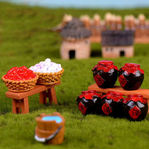 Micro accessoires de paysage de style Pastoral, bol à vin, pot à haypile, seau en bois, panier en bambou à Chili et ail, décoration de jardin pour la maison 1 pièce ► Photo 1/6