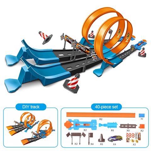 Cascadeur vitesse Double voiture roues modèle jouets pour enfants course piste bricolage assemblé Rail Kits famille interactif garçon enfants jouet cadeau ► Photo 1/6