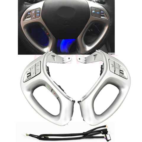 Boutons de régulateur de vitesse multifonctions pour Hyundai ix35 et TUCSON 2010 – 2015, boutons de volant avec bluetooth en argent ► Photo 1/6