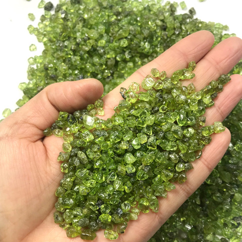 100g 2-4mm pierre naturelle Perido Quartz Olivine cristal vert minéral spécimen roche puce gravier rugueux brut pierre gemme décoration ► Photo 1/5