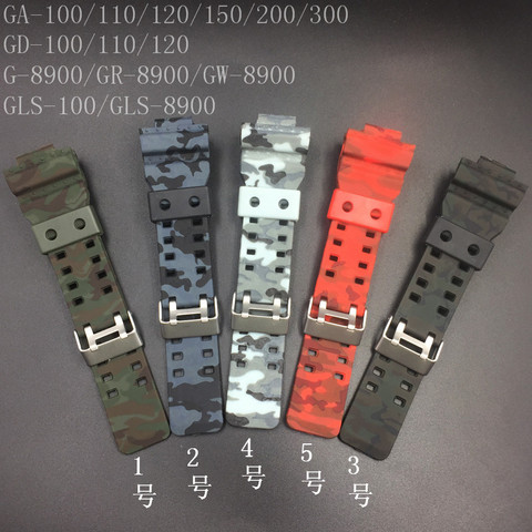 Remplacer bracelet de montre pour Casio g-shock GA-110 100 GA-200 GD-120 GW-8900 GR-8900 GLS-100 montre lunette résine Camouflage vert ► Photo 1/6