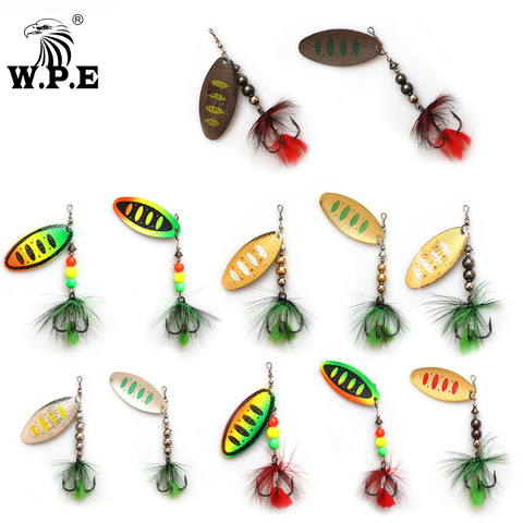 W.P.E Spinner leurre 1 pièces 8.8g/13g/20.5g cuillère en métal leurre de pêche appât dur plume carpe appâts de pêche matériel de pêche brochet Wobblers ► Photo 1/6