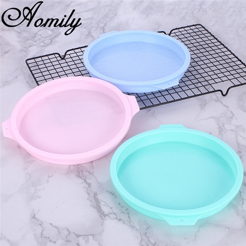 Aomily moule rond en Silicone 8 pouces | Moule à Mousse fondante, poêle à Pizza, plateau de cuisson, moule à gâteau, plat à tarte, moule de cuisine ► Photo 1/6