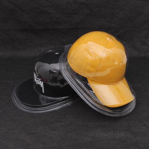 Étui à chapeau de Baseball en PVC couvercle Transparent en plastique présentoir à chapeau avec bord plat et bord incurvé ► Photo 1/6