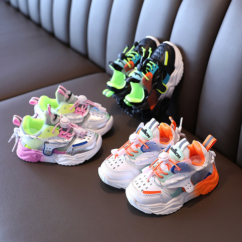 Chaussures de Sport de mode bébé pour filles garçons baskets colorées bébé fond souple respirant en plein air enfants chaussures pour 1-6 ans ► Photo 1/6