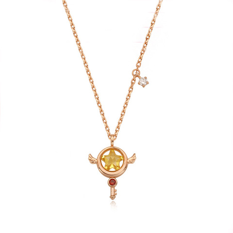 Collier avec pendentif en forme de cœur pour femme, bijou avec dessin animé, baguette, lapin, oiseau, Sakura, Sailor Moon, s925 ► Photo 1/6